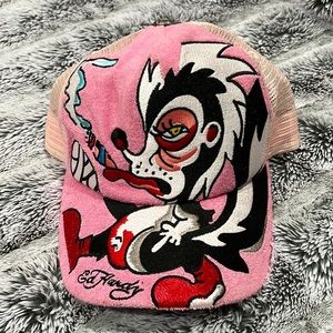 ED HARDY Pink Skunk Hat Used